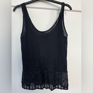 Black beaded tank top with under layer.